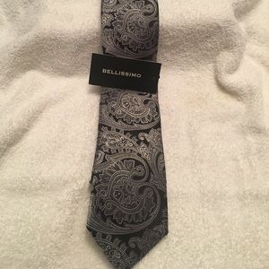 NWT Bellissimo Black and Silver Men’s Tie